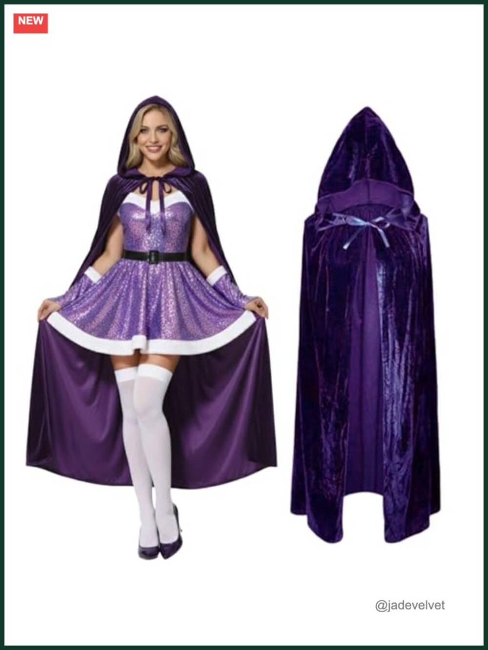 Unisex Velvet Hooded Cloak Witch Cosplay Costume